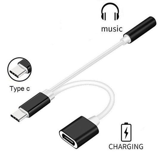 Gambar Adapter 2 in 1 USB Type C to 3.5mm Headphone Audio Aux Jack And Type C dari MENTARI KOMPUTER. Kota Makassar Tokopedia