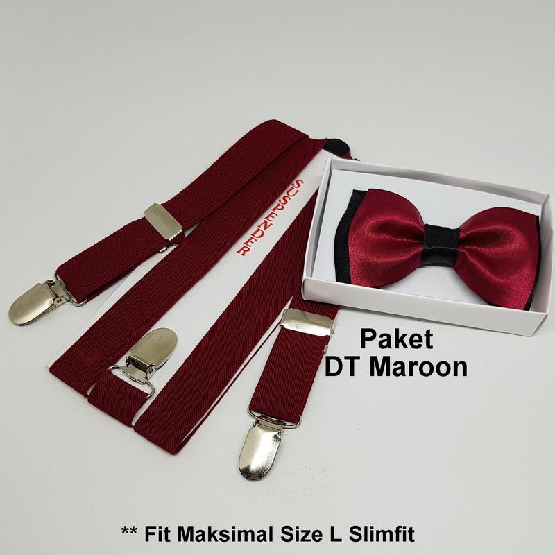 Paket Suspender/Bretel/Tali Jojon 2,5cm + Dasi Kupu Duo Tone Dewasa 1