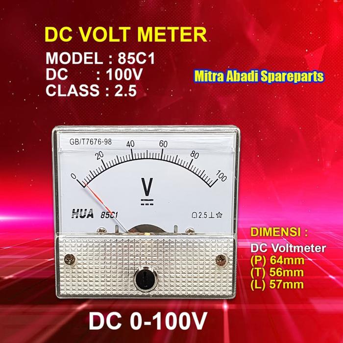 Gambar Voltmeter DC Analog 0V-100V / 0-100 Volt 85C1 dari Mitra Abadi Spareparts Kota Administrasi Jakarta Barat Tokopedia