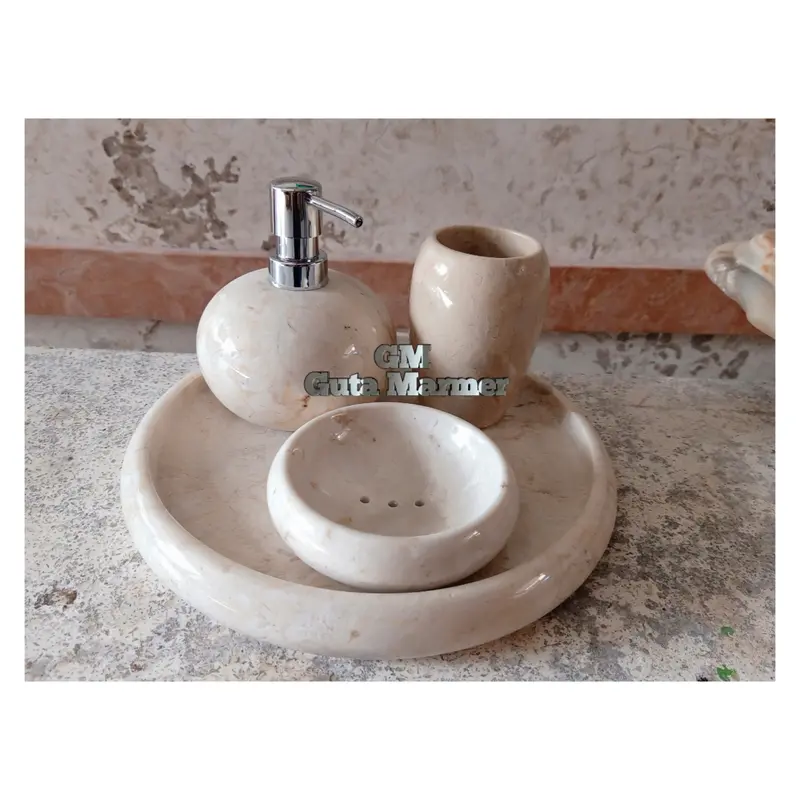 Set Perlengkapan Kamar Mandi Batu Marmer Putih Bersih 3
