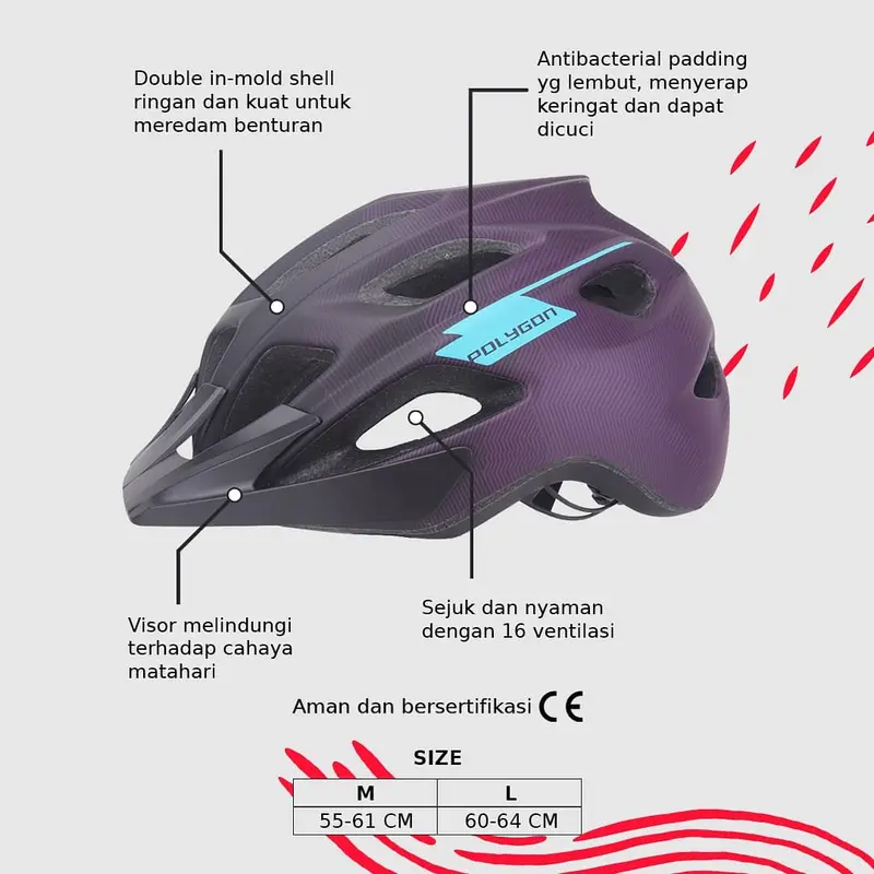 Polygon Moxie Helm Sepeda MTB Seli 0