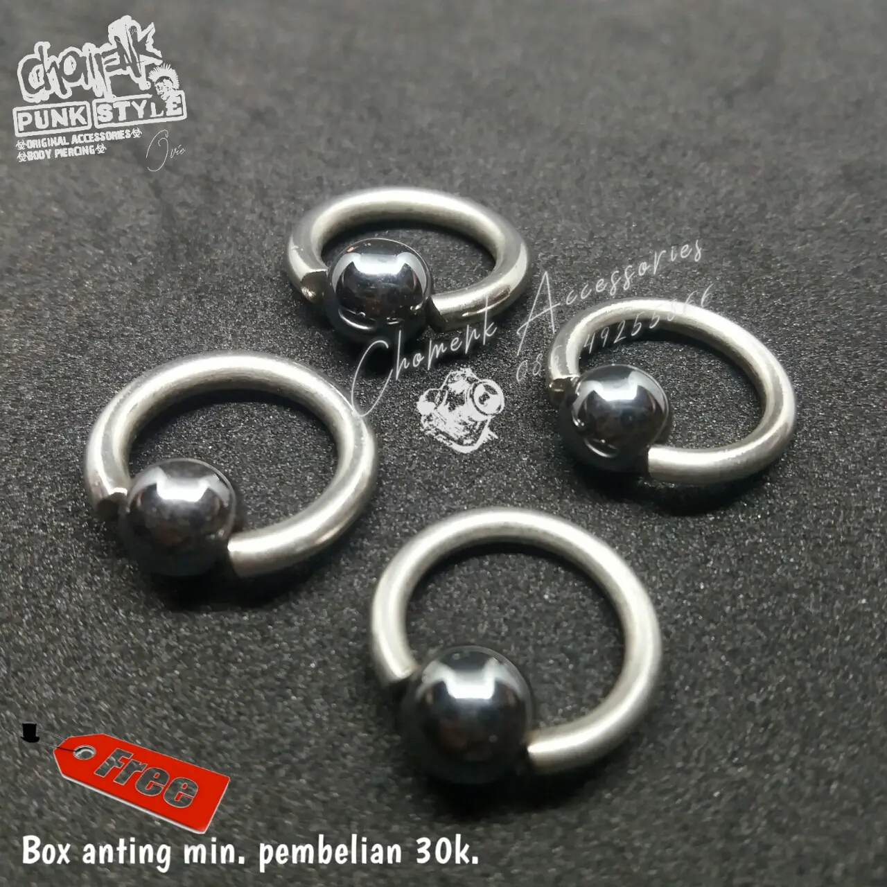 Piercing earring anting Rossi tindik barbel 2,5mm-3mm-3,5mm blustin.