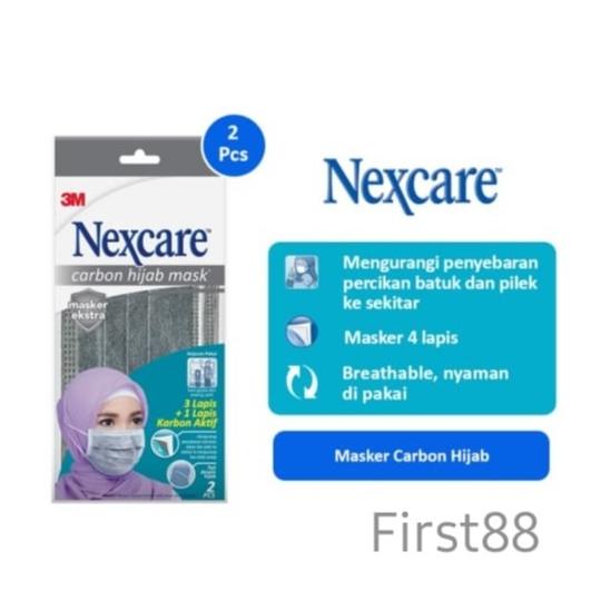 Masker 3M Nexcare Carbon Hijab Headloop isi 2 pcs