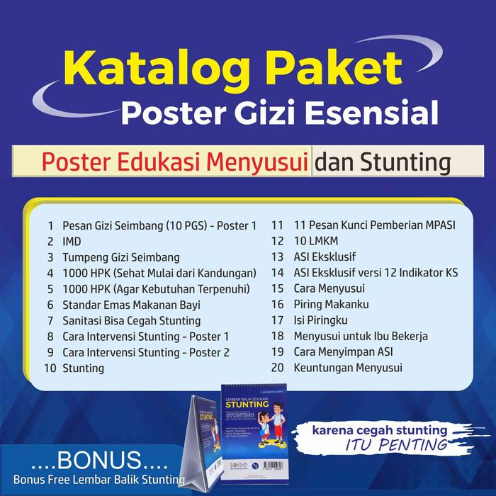 Gambar Paket Poster Gizi Esensial Free Bonus Lembar Balik Stunting dari Sahabat Sejasa Kab. Sleman Tokopedia