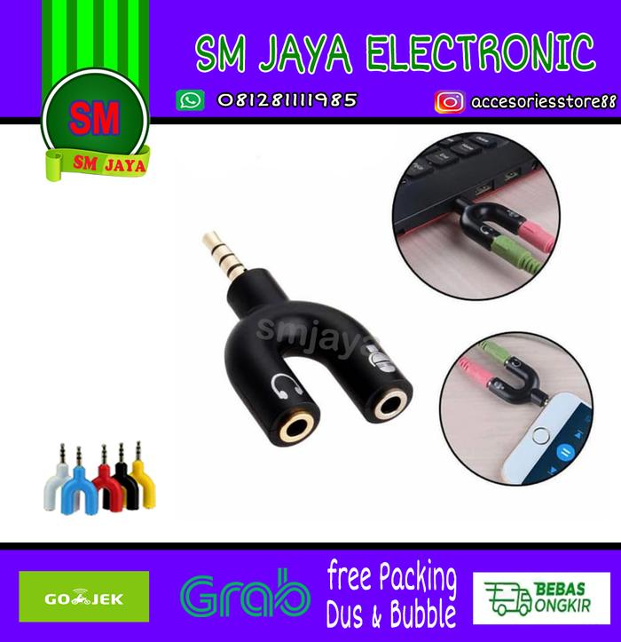 Gambar spliter aux 3,5mm ke audio hanset & mic spliter konektor jack Y dari smjayaelectronic Kota Administrasi Jakarta Barat Tokopedia