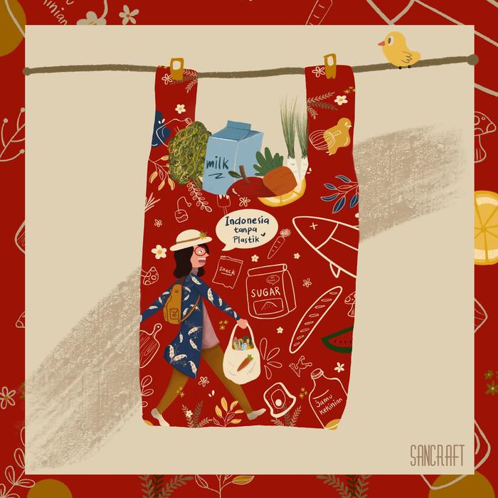 Gambar SANCRAFT - Foldable Shopping Bag (Red) dari SANCRAFT ID Kota Administrasi Jakarta Timur Tokopedia