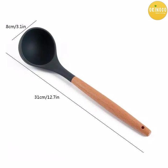 Gambar Sendok Sayur Spoons Gagang Kayu Solid Spoon OR-203B dari Ollahomeliving Kota Bogor Tokopedia