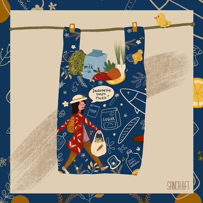 Gambar SANCRAFT - Foldable Shopping Bag (Blue) dari SANCRAFT ID Kota Administrasi Jakarta Timur Tokopedia