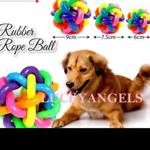 RUBBER ROPE BALL BELL INSIDE SIZE S/M/L MAINAN ANJING DAN KUCING