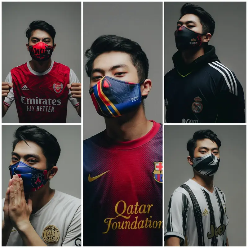 Masker Kain StayHoops Edisi KickOff Motif Print Headloop Earloop 2 ply 0