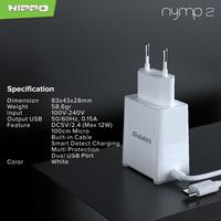 Gambar Hippo Nymp 2 Adaptor Charger 2.4 A Smart Detect Charging - Putih dari HIPPO SURABAYA Kota Surabaya 2 Tokopedia