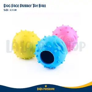 Mainan Anjing Dog Face Rubber Toy Ball