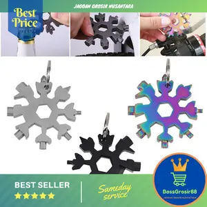 18 in 1 Snowflake Berbentuk Stainless Steel Multi-purpose Tool Card