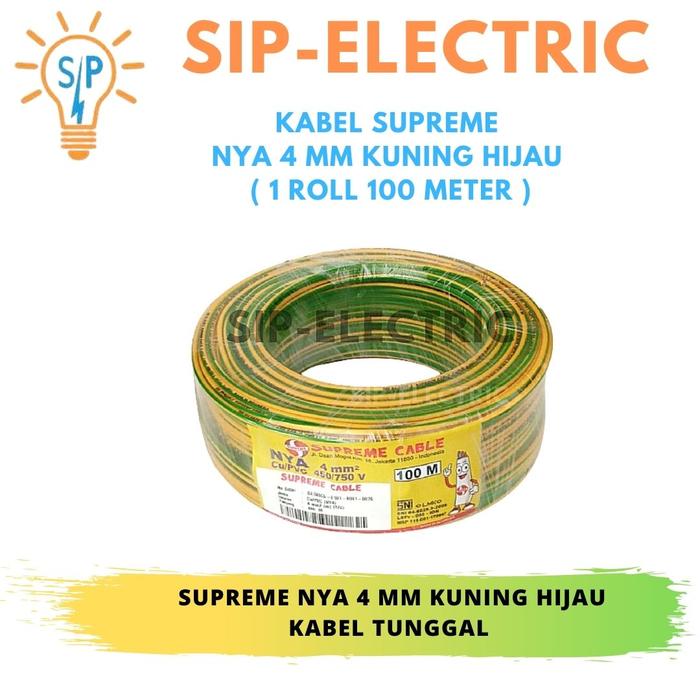 Gambar KABEL SUPREME NYA 4 MM KUNING HIJAU ( 1 ROLL 100 METER ) dari SIP ELECTRIC Kota Bandung Tokopedia
