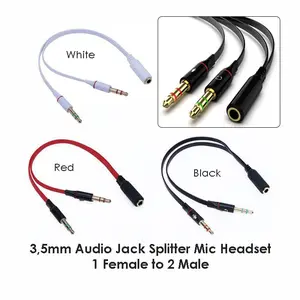 Kabel Audio Jack Splitter Mic Headset 1 Female to 2 Male 3.5mm