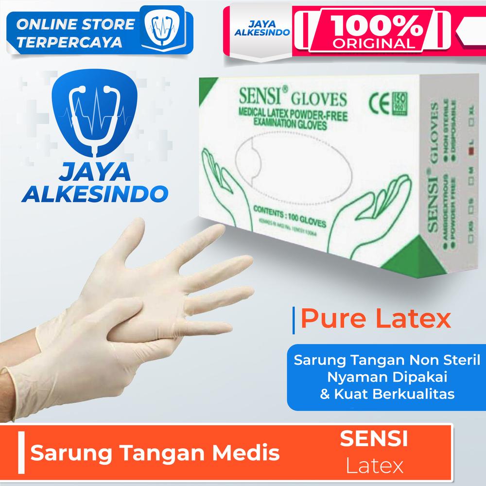 sarung tangan sensi latex gloves 1 box isi 100 pcs non powder