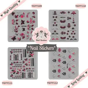 Nail Sticker Red Metallic Stiker Kuku Merah Metalik Butterfly Kupu Nailart Nail Art Kutek Kuku Gel Polish