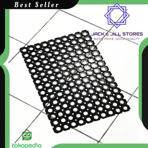 Keset/Karpet Karet Lubang Kompos Hitam untuk Lantai Licin/Kamar Mandi