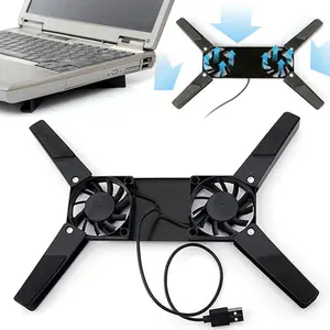 Notebook Cooling Fan Pad Lipat Portable X Stand Dual Fan
