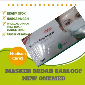 masker bedah karet onemed earloop 3 ply original | per box isi 50 |