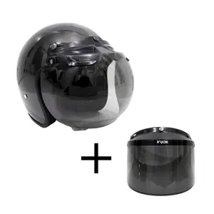 Helm Bogo Retro Polos Abu-Abu SNI Dan Kaca Datar