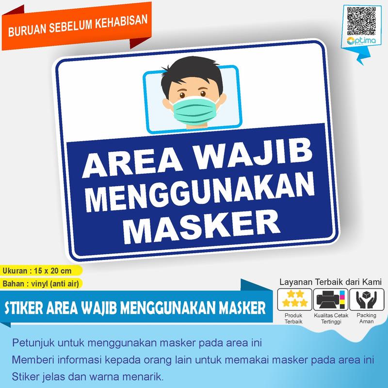 Stiker Area wajib pakai masker - Shop | Tokopedia