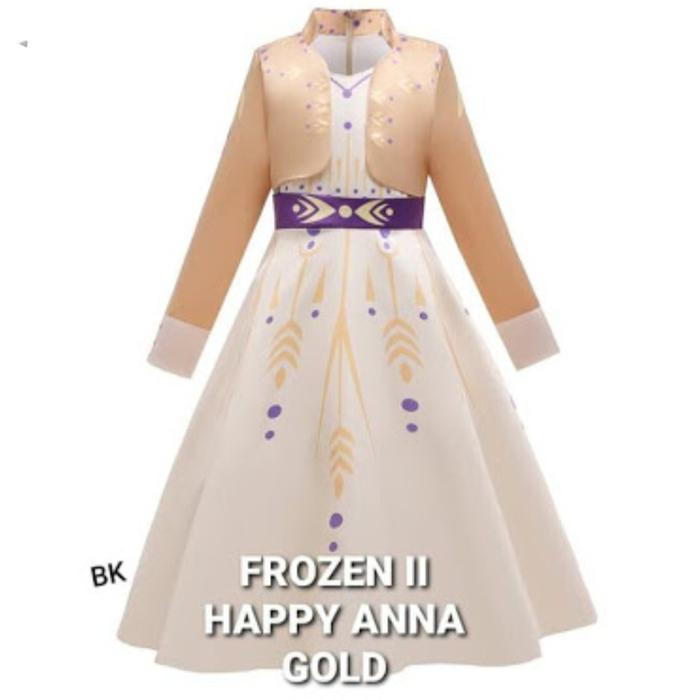 anna frozen 2 gold dress Frozen 2 Anna Formal Attire With Wheat Gold Embroidery Cosplay Costume