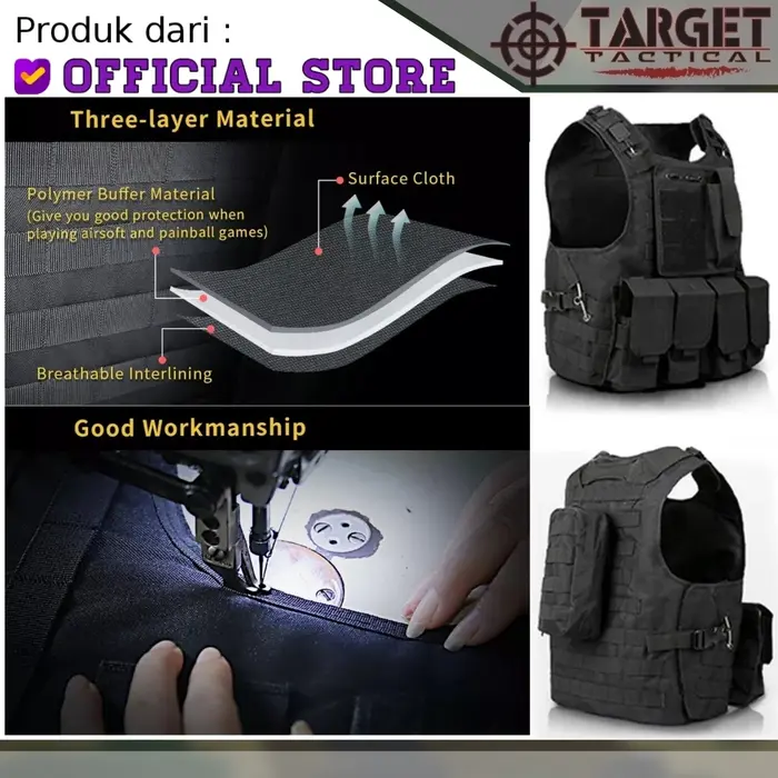 Gambar Rompi Tactical SABADO Import ORI Body Vest Pelindung Badan - Hitam dari TACTICAL GEAR ID Kota Administrasi Jakarta Pusat 5 Tokopedia