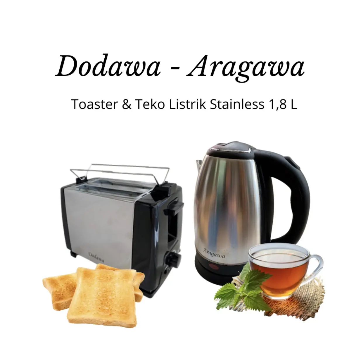 Toaster / alat panggang roti / teko listrik stainless 1,8L / pemanas