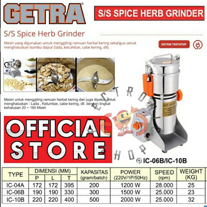 Gambar Getra Spice Herb Grinder IC 06B - Alat Penggiling Bumbu Kering dari E Three Shop Kota Administrasi Jakarta Utara Tokopedia