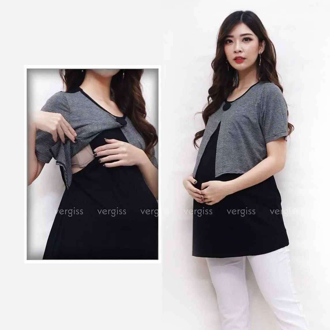 Blus Hamil Menyusui Kaos Salur Halus