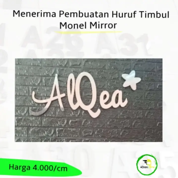 Huruf Timbul Custom Pre Order Stainles Dibawah 20 Cm Spon/Cm