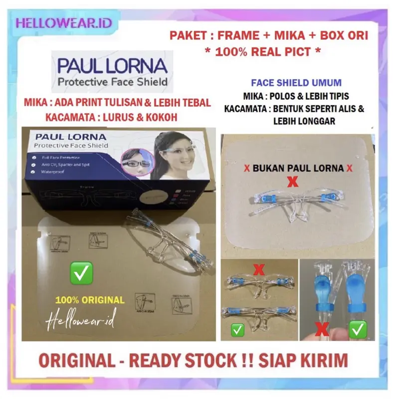 FACESHIELD KACAMATA PAUL LORNA FACE SHIELD KACAMATA NAGITA ORIGINAL 0
