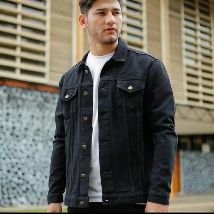 jaket jeans denim black pria