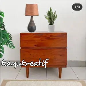 Nakas kayu mahogany dua laci 50x45x65