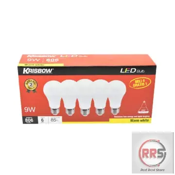Lampu LED Bohlam LED Krisbow 9 Watt - Kuning Warm White
