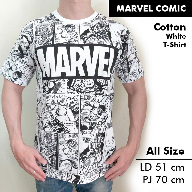 KAOS PRIA KAOS DISTRO PAKAIAN PRIA T SHIRT COWOK MARVEL COMIC PUTIH 0