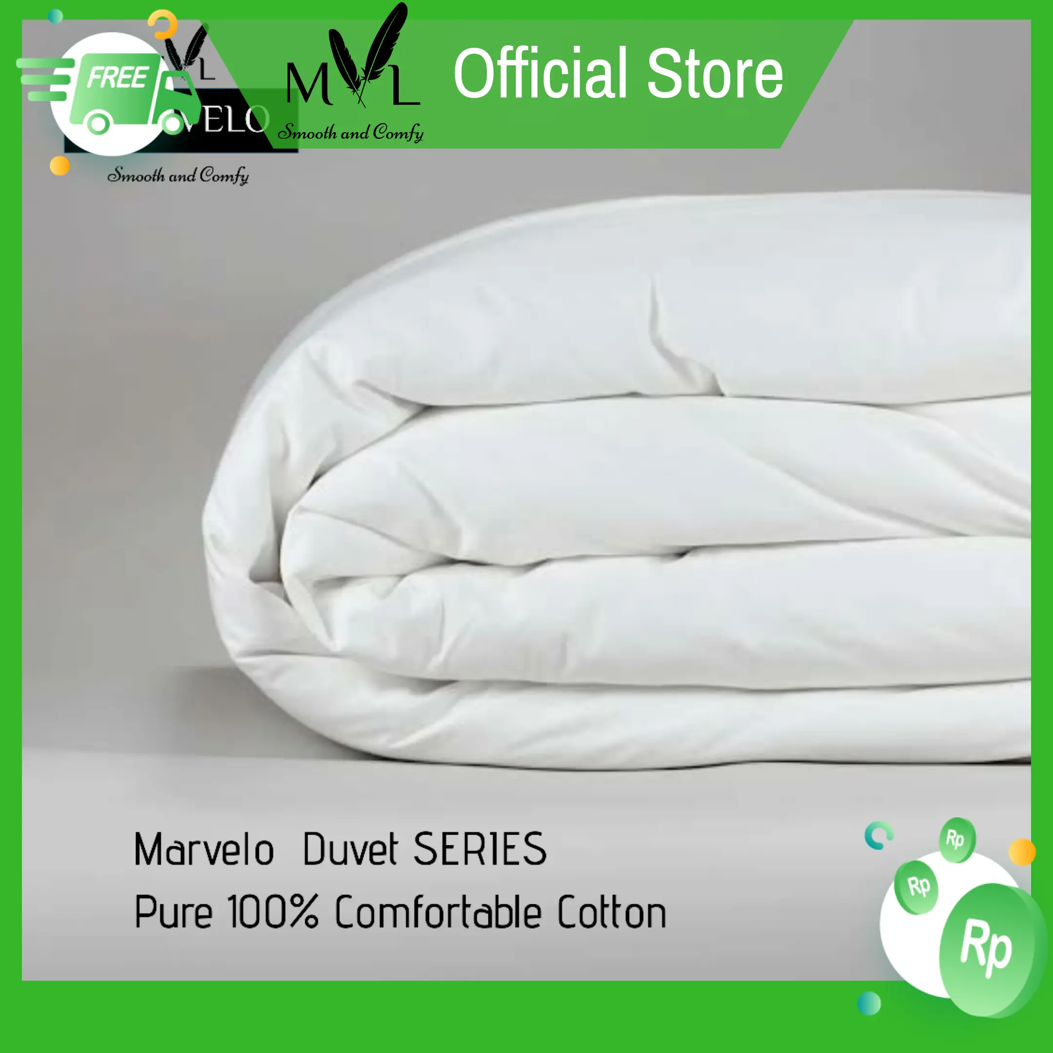Duvet Cover Katun Jepang by Marvelo 140cm - Putih
