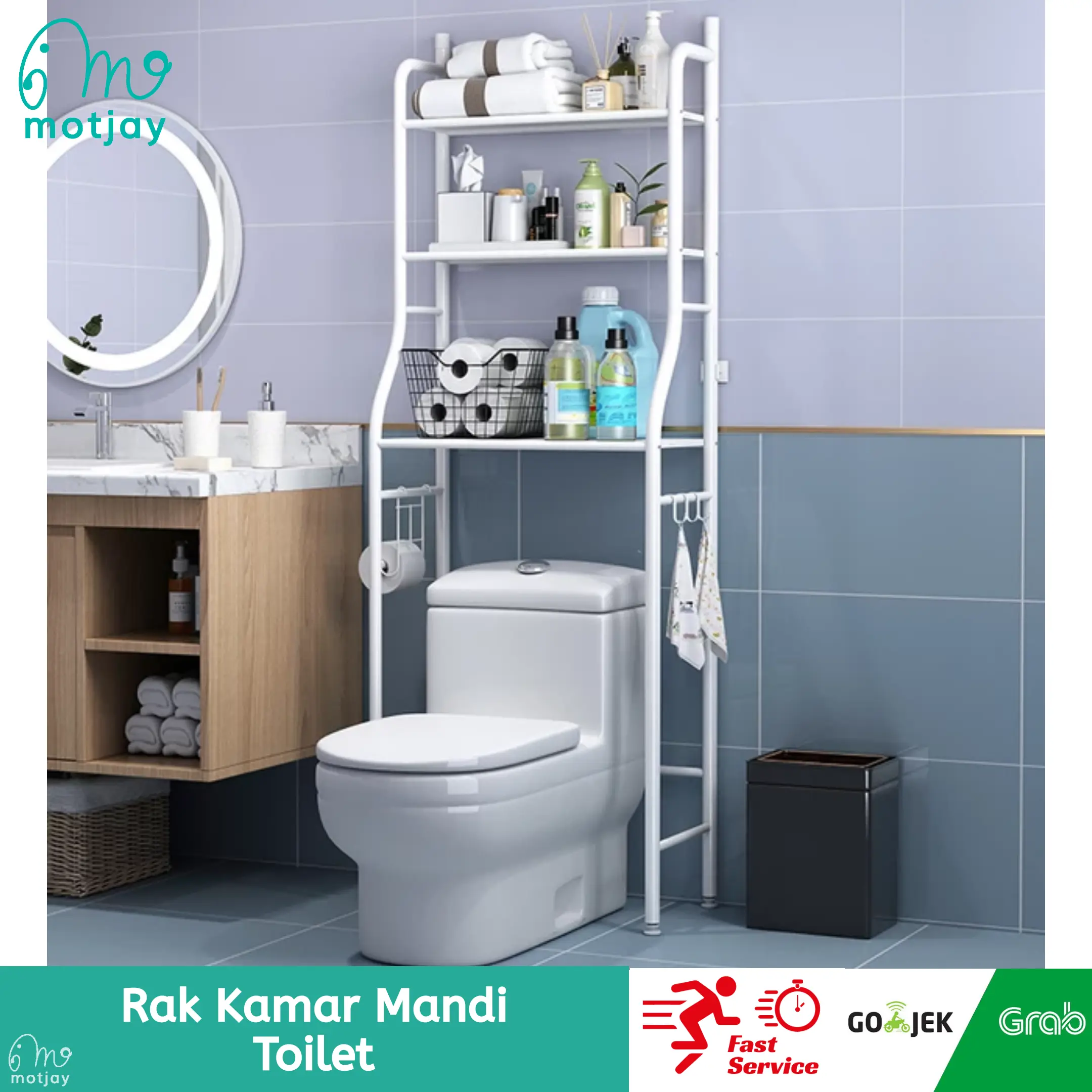 RAK TOILET KAMAR MANDI ORGANIZER WC TISSUE SABUN KLOSET