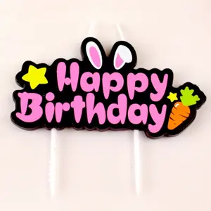 Lilin Ulang Tahun / Happy Birthday Candle Rabbit Carrot Pink