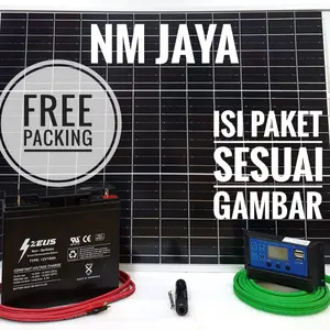 Paket Hemat Solar Panel Surya 50WP dengan Aki 12v 18ah FREE Palet Kayu