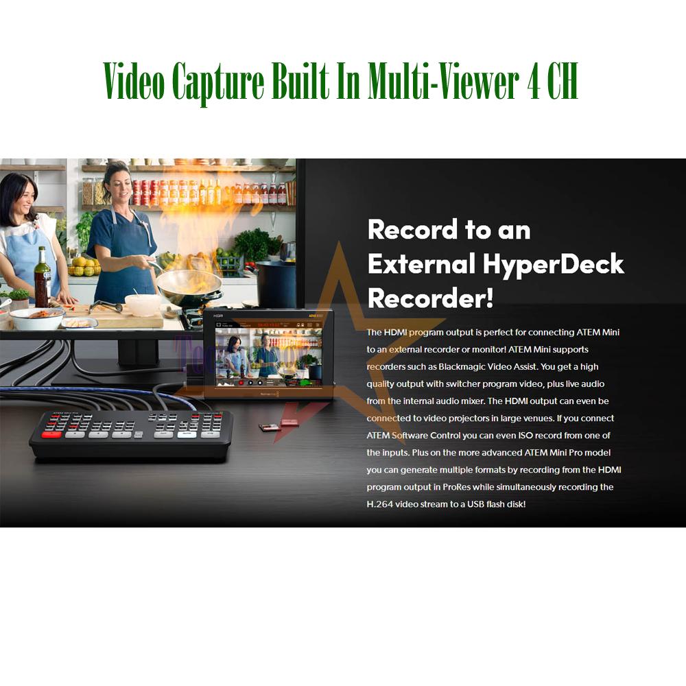 HDMI Live Stream Switcher 4 Channel Built in Multiview Mini Pro ISO