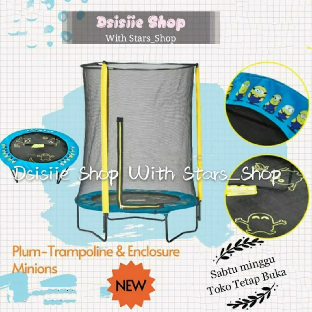 Plum Minions Trampoline & Eclosure 1,4M With Net And 7 Sound / Mainan
