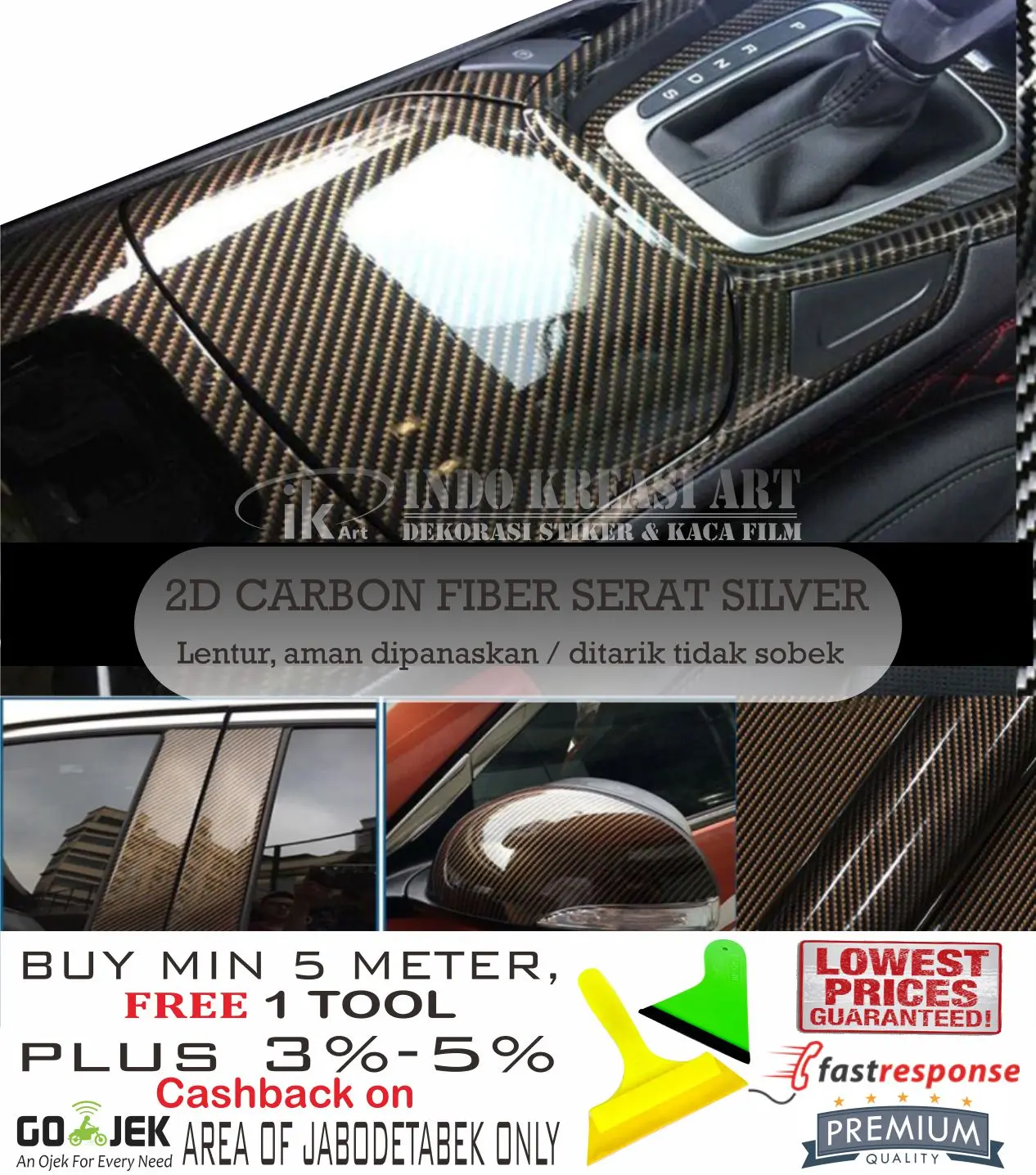 2D CARBON FIBER STICKER MOBIL STIKER KARBON GLOSSY NOT CARBON 3D 5D 6D