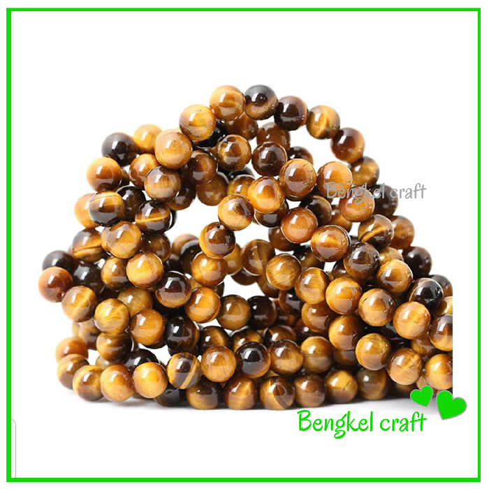 Gambar Bahan craft batu alam Tiger EYE 10mm bahan gelang dari bengkel craft Kota Administrasi Jakarta Barat Tokopedia