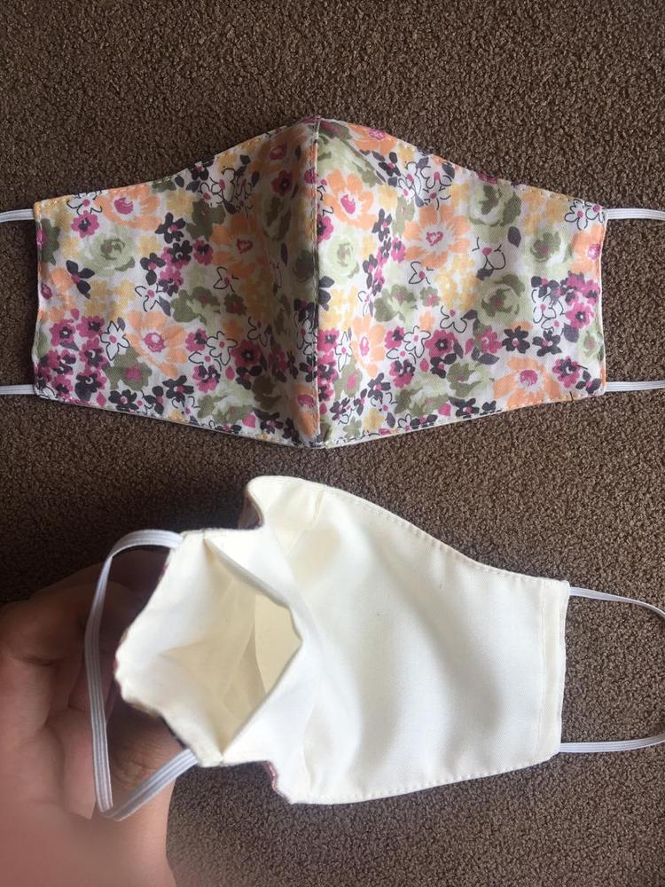 MASKER KATUN JEPANG MOTIF BUNGA ORANGE MASKER 3 LAPIS MASKER EARLOOP
