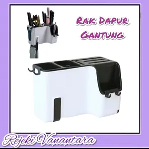 Rak Dapur Gantung Tanpa Bor Tempat Sendok Sumpit Pisau Rak Pisau