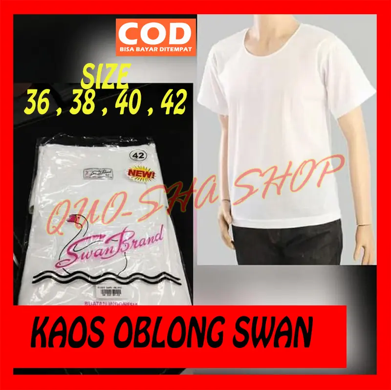 Kaos Dalam Oblong T-Shirt SWAN BRAND Size 34 36 38 40 42 - Putih, SIZE