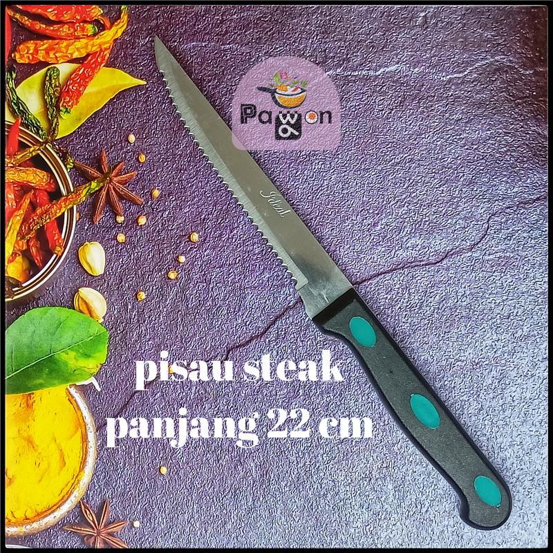 Pisau Steak Stainless Steel Panjang 22 cm Tajam Anti Karat ID107 0