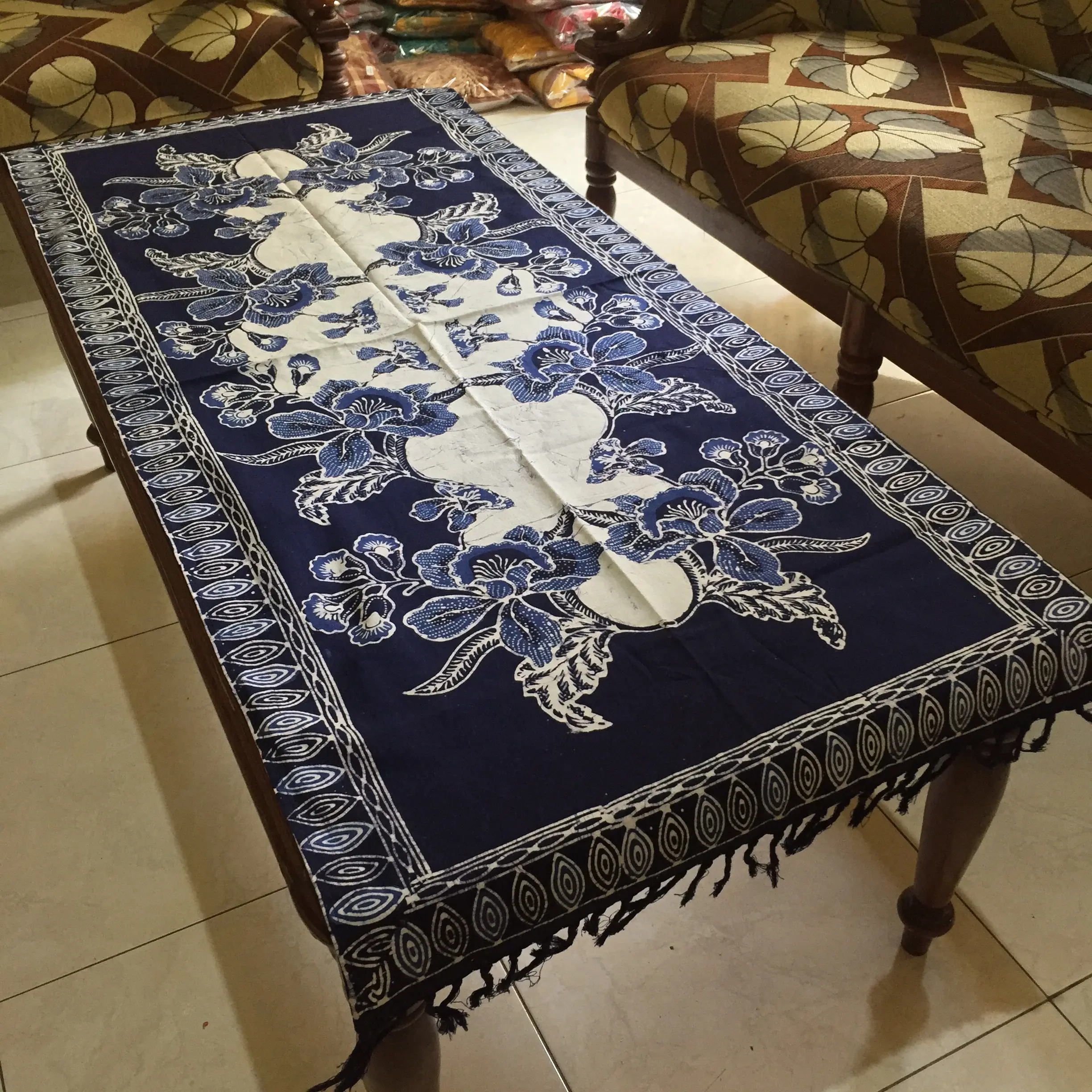 Taplak meja tamu panjang motif batik cap remekan